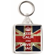 Keep Calm and Drive a Jag - Square Keyring