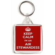 Keep Calm I'm an Air Stewardess - Square Keyring