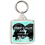 Keep Calm and Love Your Black Labrador - Square Keyring