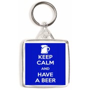 Keep Calm and Have a Beer - Square Keyring