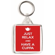 Just Relax and Have a Cuppa - Square Keyring