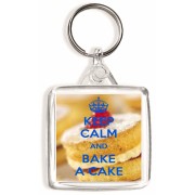 Keep Calm and Bake a Cake - Square Keyring