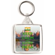 Keep Calm and Love India - Square Keyring
