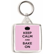 Keep Calm and Bake On - Square Keyring
