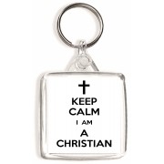 Keep Calm I am a Christian - Square Keyring
