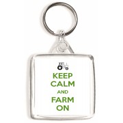 Keep Calm and Farm On - Square Keyring