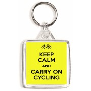 Keep Calm and Carry On Cycling - Square Keyring