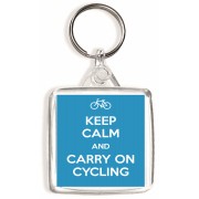 Keep Calm and Carry On Cycling - Square Keyring