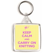 Keep Calm and Carry On Knitting - Square Keyring