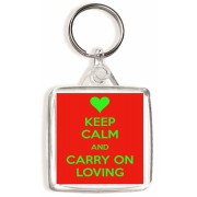 Keep Calm and Carry On Loving - Square Keyring