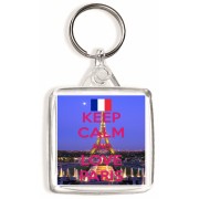 Keep Calm and Love Paris - Square Keyring