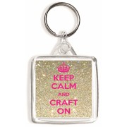 Keep Calm and Craft On - Square Keyring