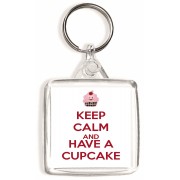Keep Calm and Have a Cupcake - Square Keyring