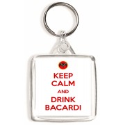 Keep Calm and Drink Bacardi - Square Keyring