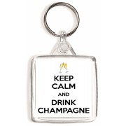 Keep Calm and Drink Champagne - Square Keyring