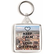 Keep Calm and Love Sheffield - Square Keyring