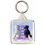 Keep Calm and Love Horses - Square Keyring