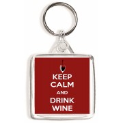Keep Calm and Drink Wine - Square Keyring