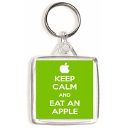 Keep Calm and Eat an Apple - Square Keyring