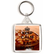 Keep Calm and Eat Beanz - Square Keyring