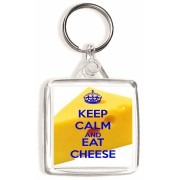 Keep Calm and Eat Cheese- Square Keyring