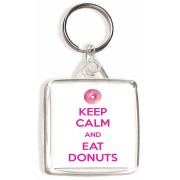 Keep Calm and Eat Donuts - Square Keyring