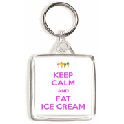 Keep Calm and Eat Ice Cream - Square Keyring