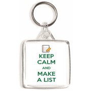 Keep Calm and Make a List - Square Keyring
