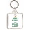 Keep Calm and Make a List - Square Keyring