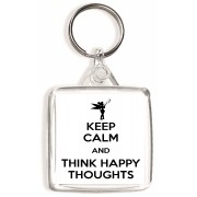 Keep Calm and Think Happy Thoughts - Square Keyring