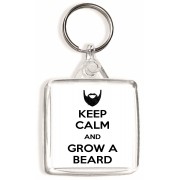 Keep Calm and Grow a Beard - Square Keyring