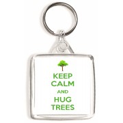 Keep Calm and Hug Trees - Square Keyring
