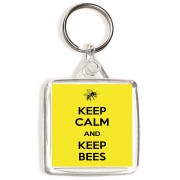 Keep Calm and Keep Bees - Square Keyring