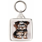 Keep Calm and Love a Yorkie - Square Keyring