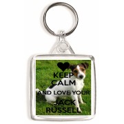 Keep Calm and Love Your Jack Russell - Square Keyring