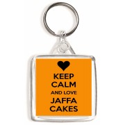 Keep Calm and Love Jaffa Cakes - Square Keyring