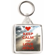 Keep Calm and Love Jesus - Square Keyring
