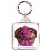 Keep Calm and Love Muffins - Square Keyring