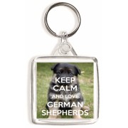 Keep Calm and Love German Shepherds - Square Keyring