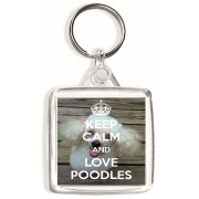 Keep Calm and Love Poodles - Square Keyring