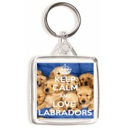 Keep Calm and Love Labradors - Square Keyring