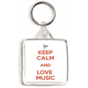 Keep Calm and Love Music - Square Keyring