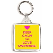 Keep Calm and Love Swimming - Square Keyring