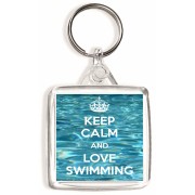Keep Calm and Love Swimming - Square Keyring