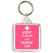 Keep Calm and Nurse On - Square Keyring