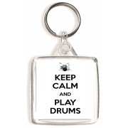 Keep Calm and Play Drums - Square Keyring