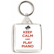 Keep Calm and Play Piano - Square Keyring