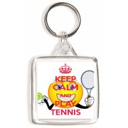 Keep Calm and Play Tennis - Square Keyring