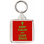 Keep Calm and Love Jesus - Square Keyring
