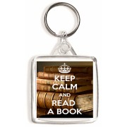 Keep Calm and Read a Book - Square Keyring